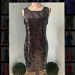 LBD! Large sequins Black dress w/ Sheer top